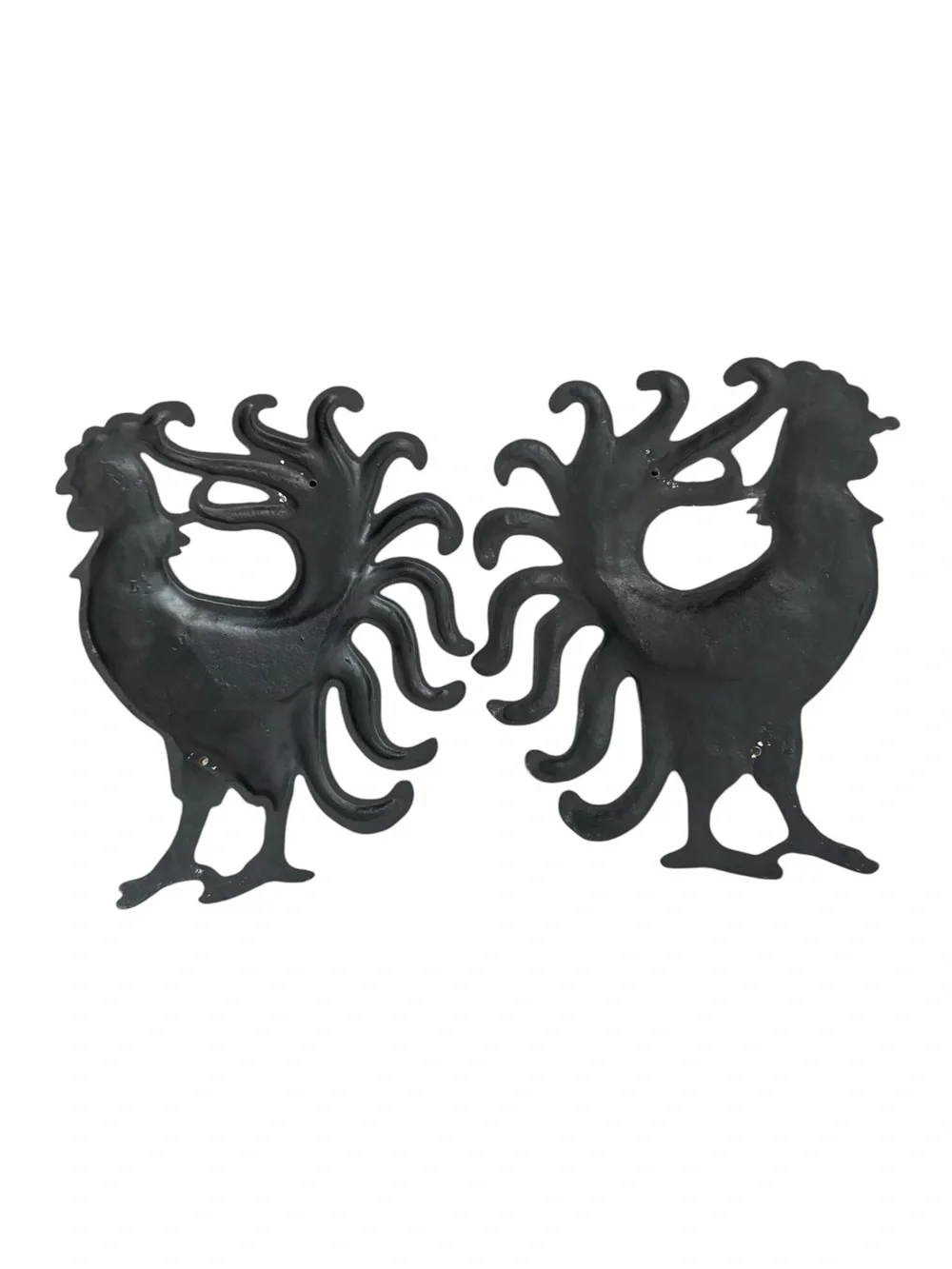 Vintage Cast Iron Roosters Chickens Set of 2‎